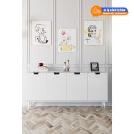 Evdemo Elegant 4 Kapaklı Dekoratif Konsol Beyaz