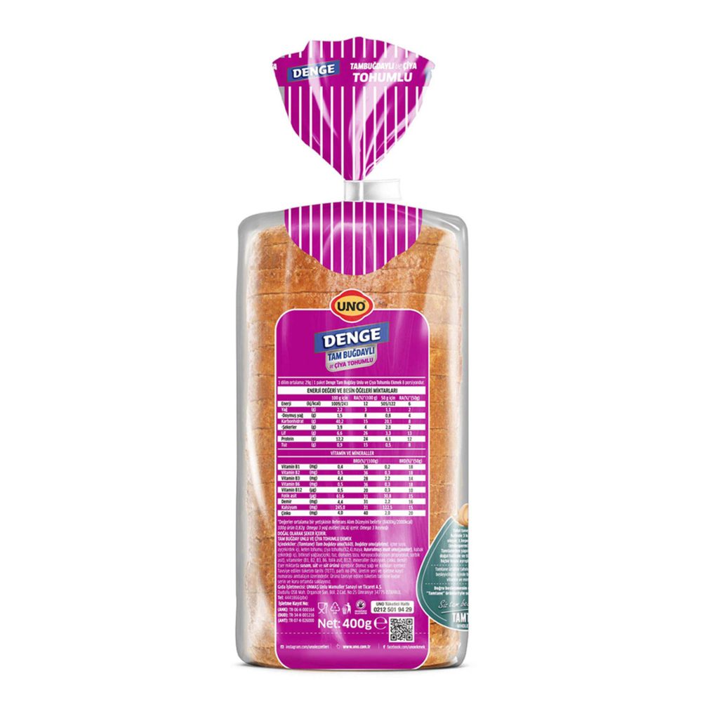 Uno Denge Tam Buğdaylı & Çiya Tohumlu 400 G