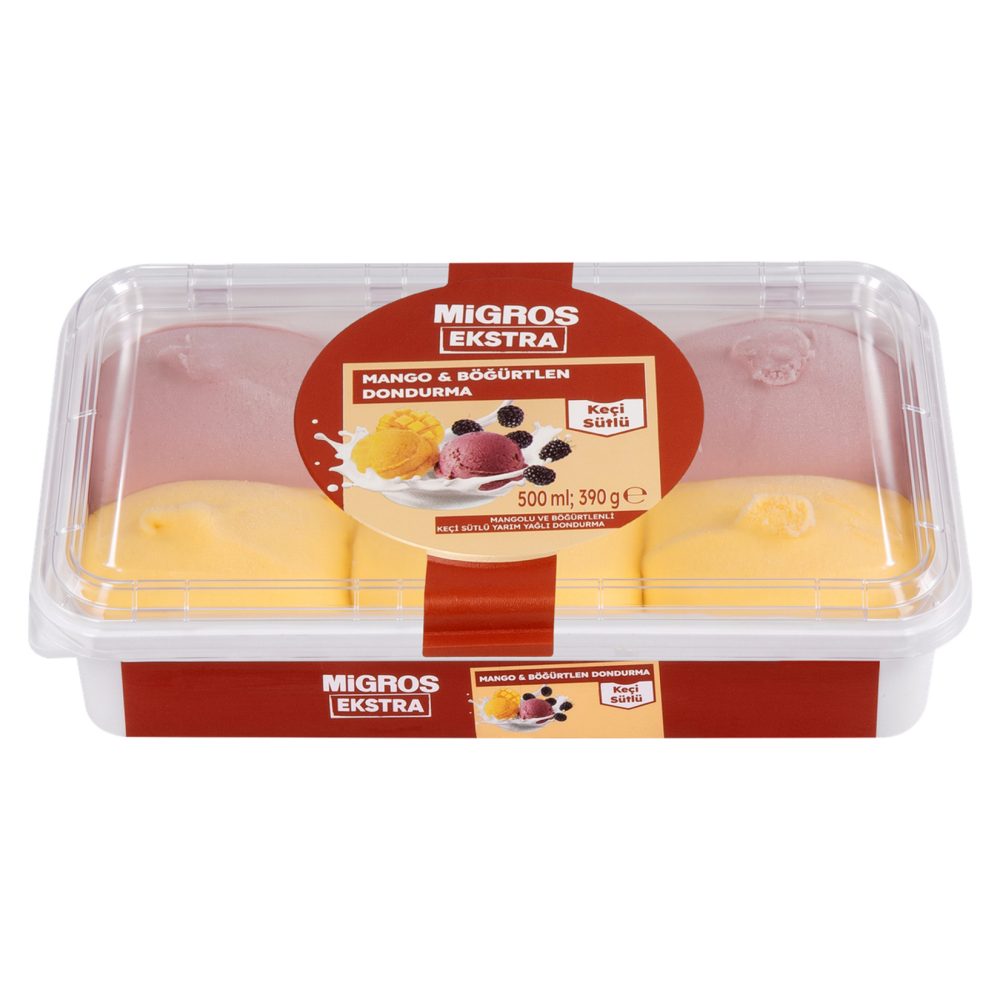 Migros Ekstra Keçi Sütlü Mango ve Böğürtlenli Dondurma 500 Ml