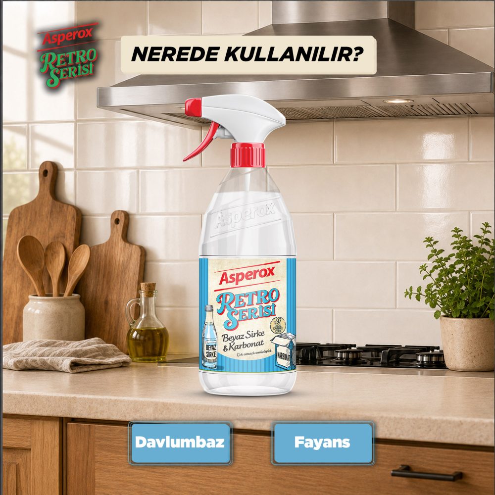 Asperox Retro Serisi Beyaz Sirke & Karbonat 1 L