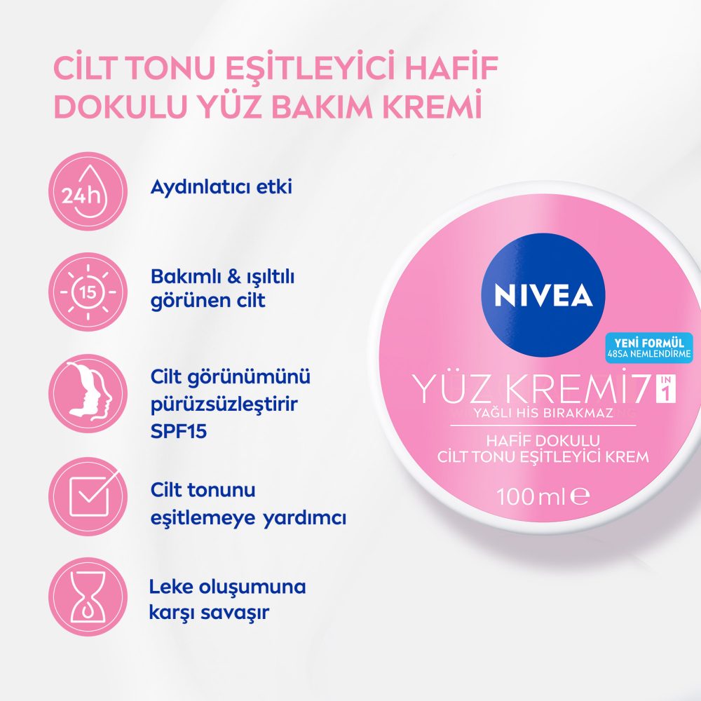 NIVEA Hafif Dokulu Cilt Tonu Eşitleyici Yüz Bakım Kremi 100 Ml