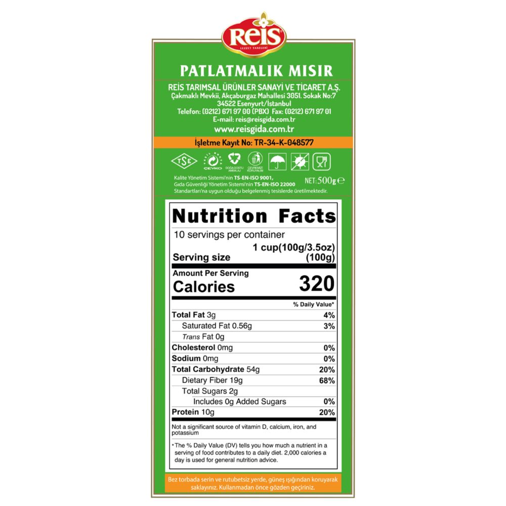Reis Patlatmalık Mısır 500 G