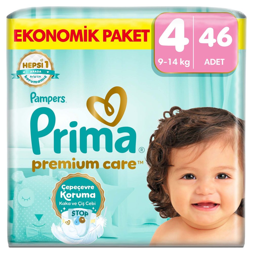 Prima Bebek Bezi Premium Care 4 Numara 46'lı 9-14 kg Ekonomik Paket
