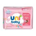 Uni Baby Softcare Hindistan Cevizi Yağlı Islak Mendil 3 x 50'li