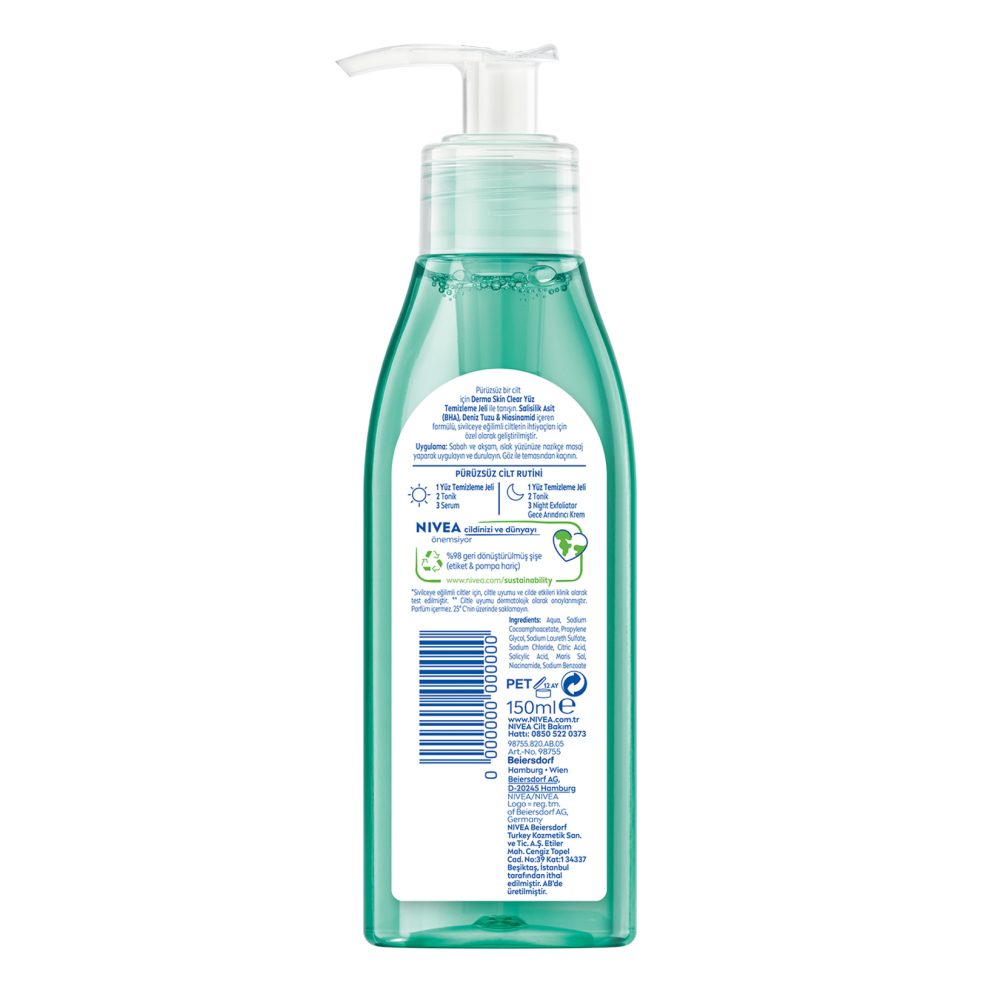 NIVEA Derma Skin Clear Sivilce Karşıtı Yüz Temizleme Jeli 150 Ml