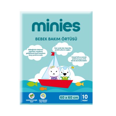 Minies Bebek Bakım Örtüsü 10 Adet 60 x 60 Cm