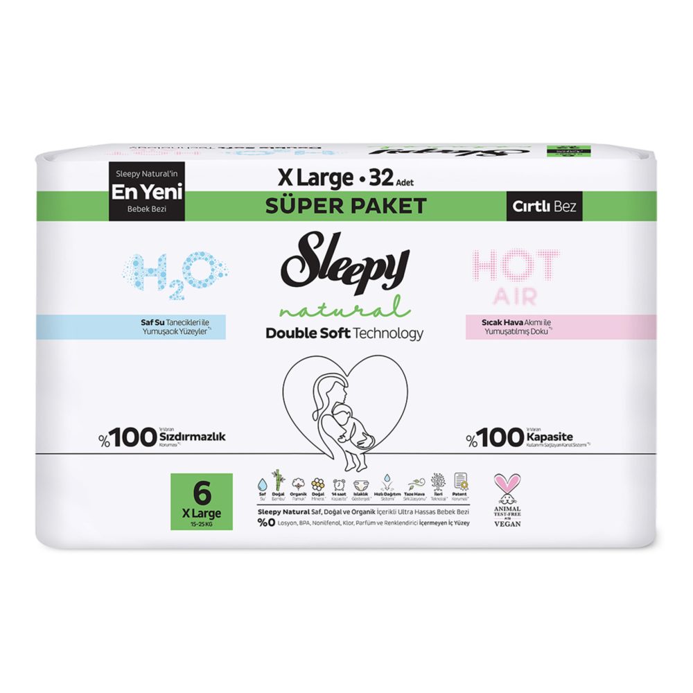 Sleepy Natural Double Soft 6 No 15-25 Kg 32'li