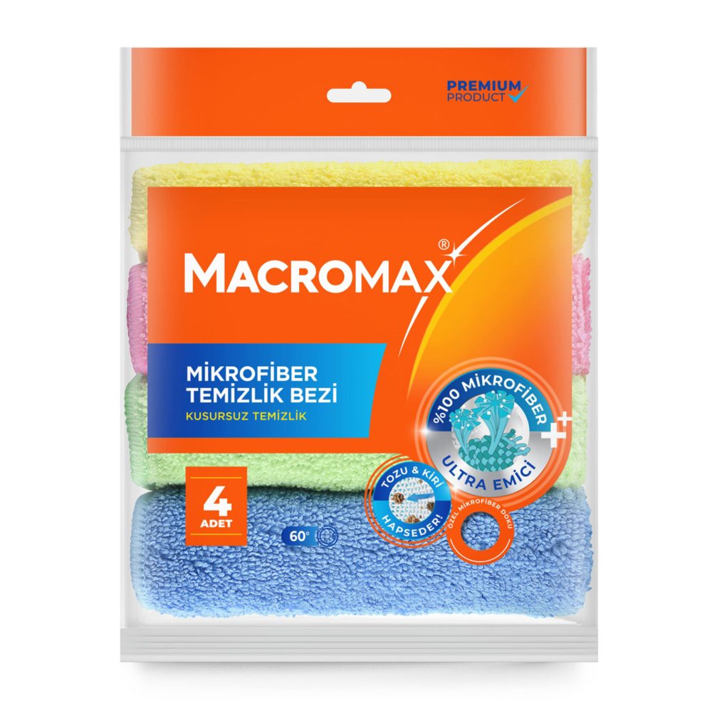 Macromax Rengarenk Mikrofiber Bez 4'lü