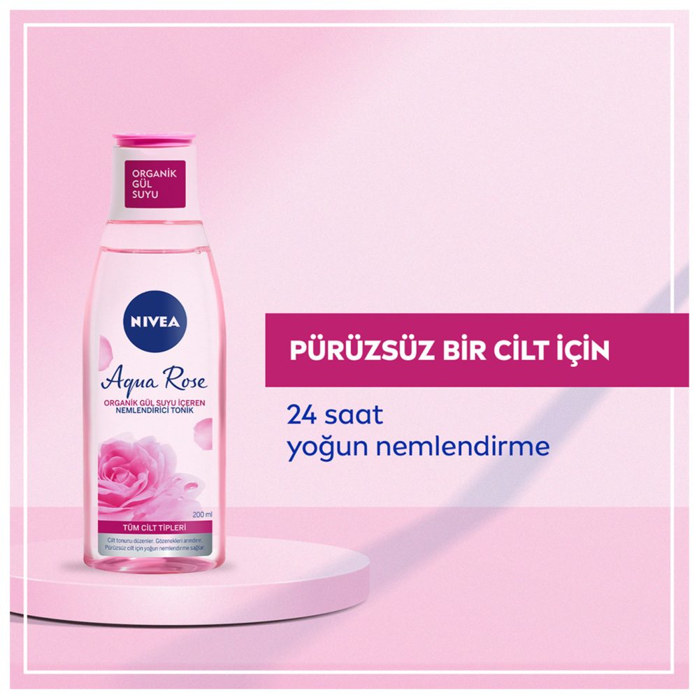 NIVEA Aqua Rose Organik Gül Suyu İçeren Nemlendirici Tonik 200 Ml