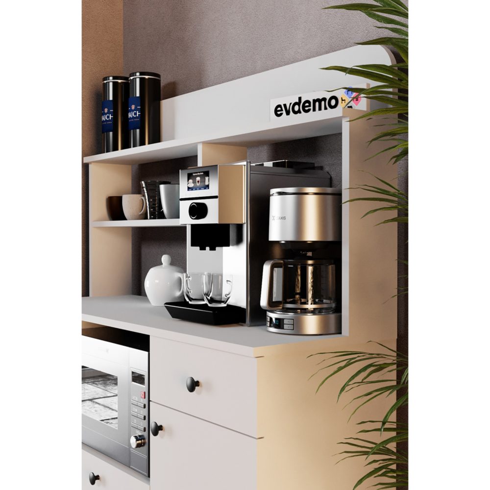 Evdemo Latte Çok Amaçlı Dolap Kahve Köşesi Beyaz