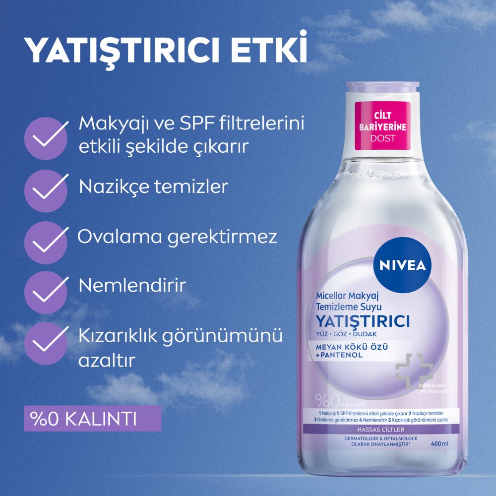 NIVEA Yatıştırıcı Micellar Makyaj Temizleme Suyu 400 Ml