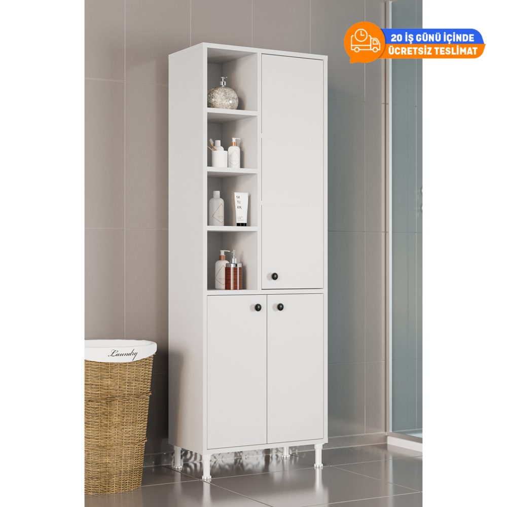 Evdemo Selen Çok Amaçlı Mutfak Banyo Dolabı Beyaz