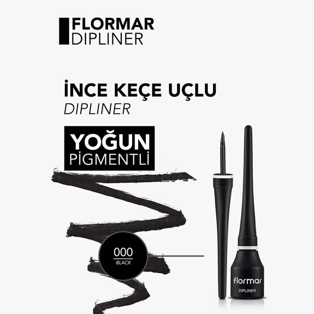 Flormar Yoğun Pigmentli ve Kremsi Dokulu Yarı Mat Dipliner - 000 Black