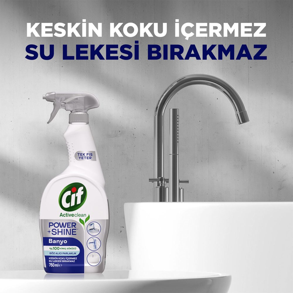 Cif Power & Shine Sprey Banyo İçin Temizleyici ve Kireç Çözücü 750 Ml