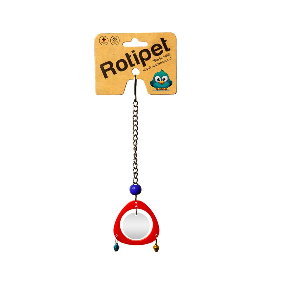 Rotipet Kuş Oyuncağı Akrilik Aynalı Üçgen Sarkaç