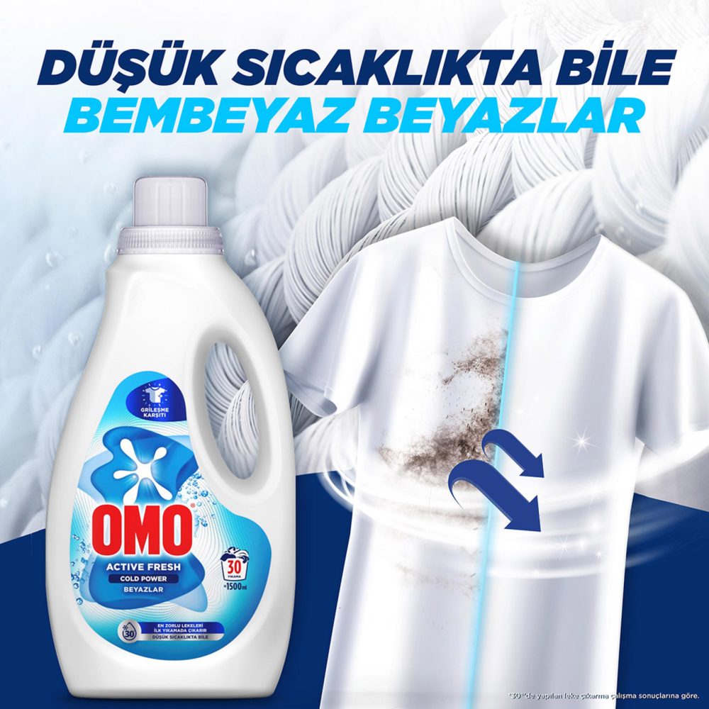 Omo Active Fresh Cold Power Beyazlar İçin Sıvı Deterjan 1500 Ml