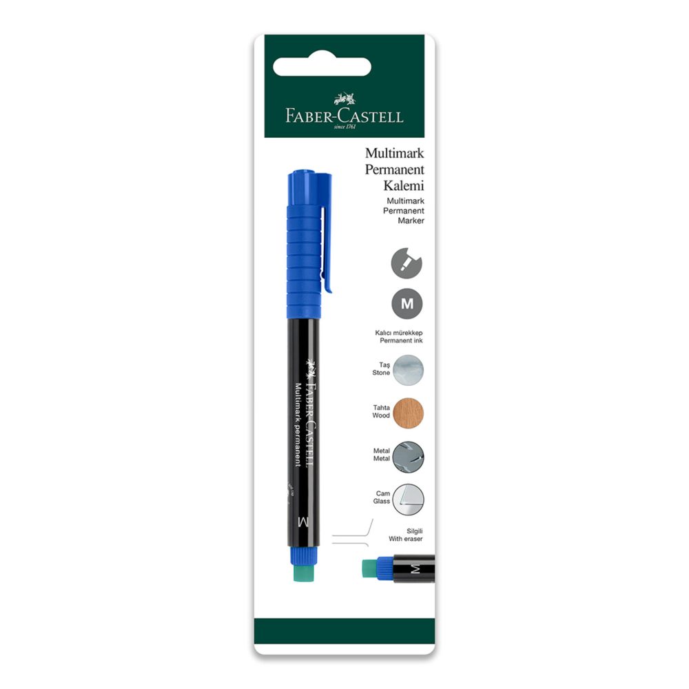 Faber Castell Permanent Kalemi Mavi Tekli