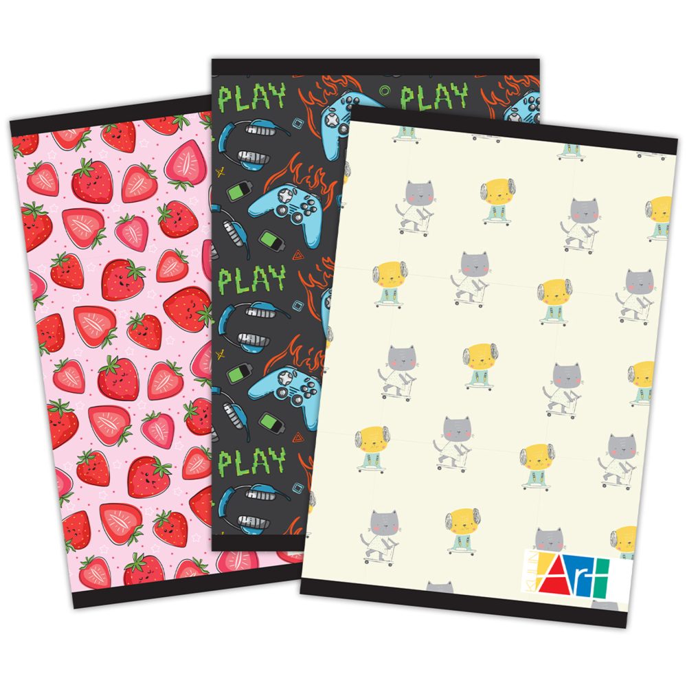 Kulinart Karton Kapak Tel Dikişli Desenli Defter A4 60 Yaprak