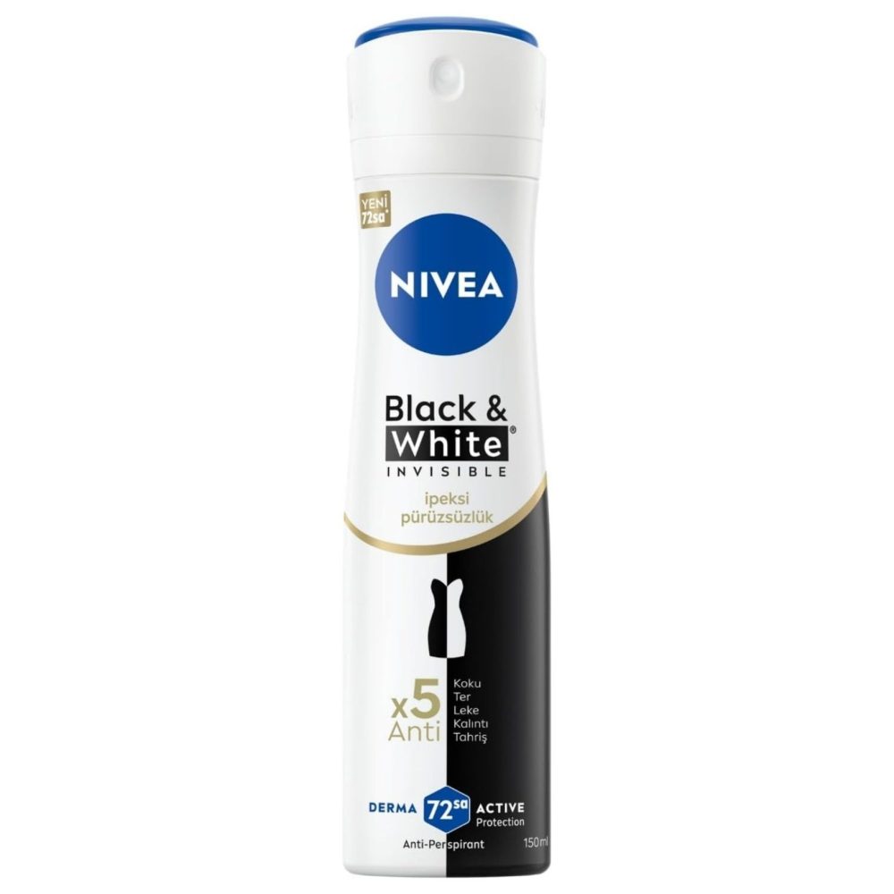 NIVEA Kadın Sprey Deodorant Black&White Invisible İpeksi Pürüzsüzlük 150 Ml