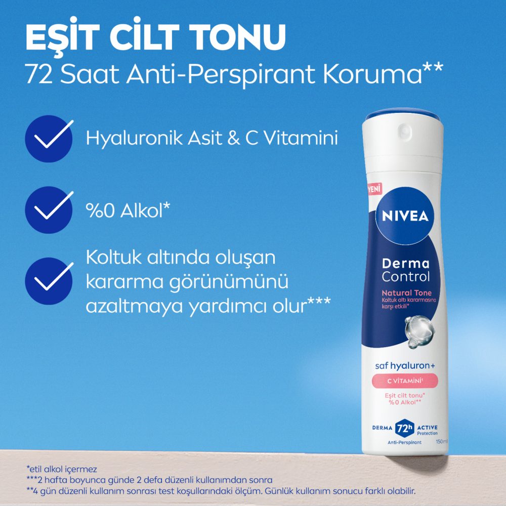 NIVEA Kadın Sprey Deodorant Derma Control Natural Tone 150 Ml