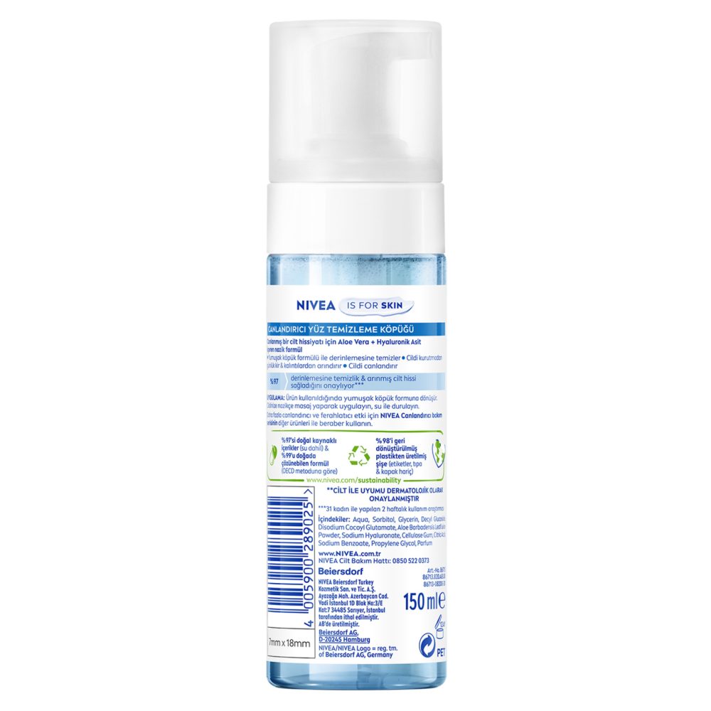 NIVEA Canlandırıcı Yüz Temizleme Köpüğü 150 Ml, Karma Normal Cilt