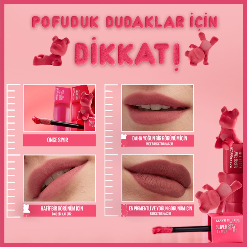 Maybelline New York Super Stay Teddy Tint Uzun Süre Kalıcı Likit Mat Tint 15 Skinny Dip