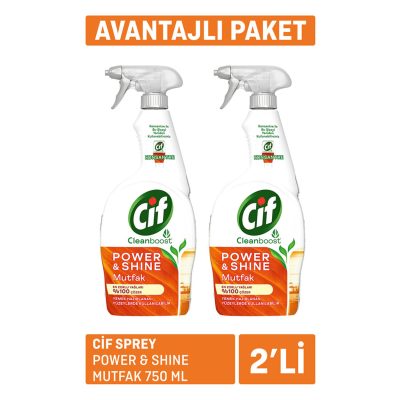 Cif Power & Shine Sprey Mutfak Yağ Çözücü 2 x 750 Ml