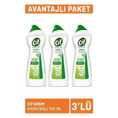 Cif Krem Mucize Yüzey Temizleyici Amonyaklı 3 x 750Ml