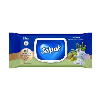 Selpak Organik Bambu & Zeytinyağlı Özlü Islak Mendil 50'li