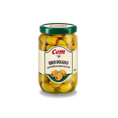 Cem Biber Dolgulu Yeşil Zeytin 400G 141-160 AD/KG 400 G