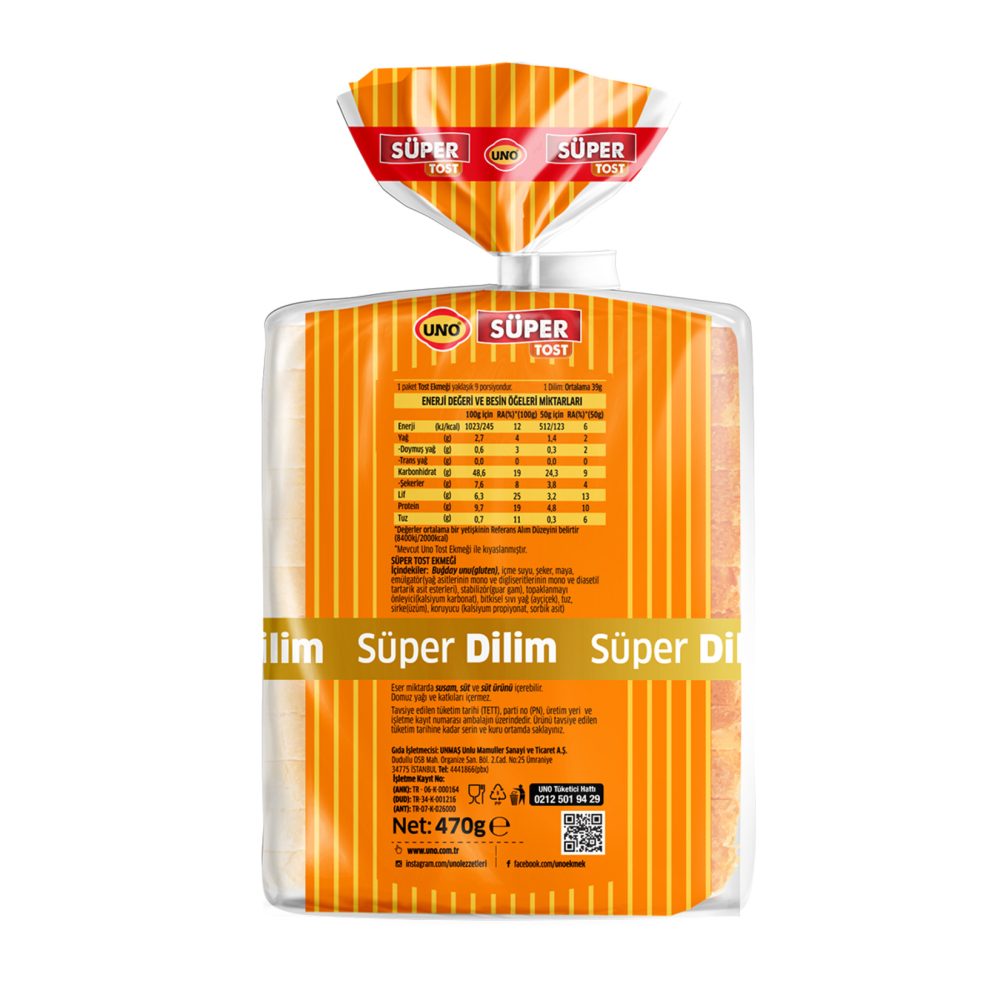 Uno Süper Tost Ekmeği 470 G