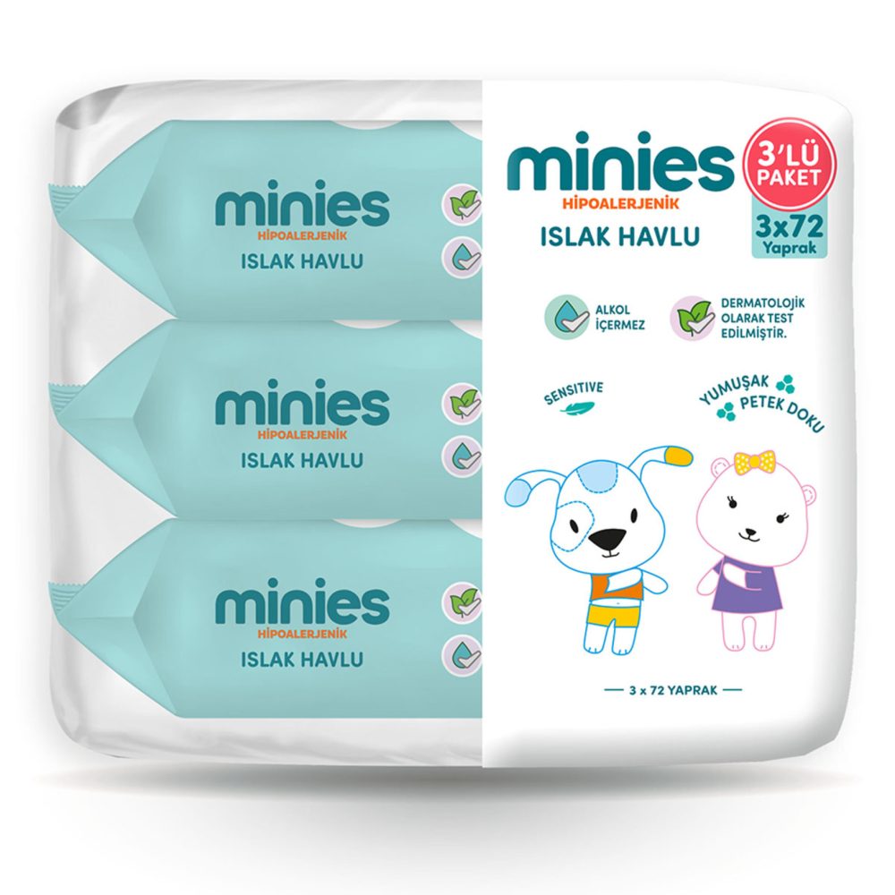Minies Islak Havlu 3x72'li