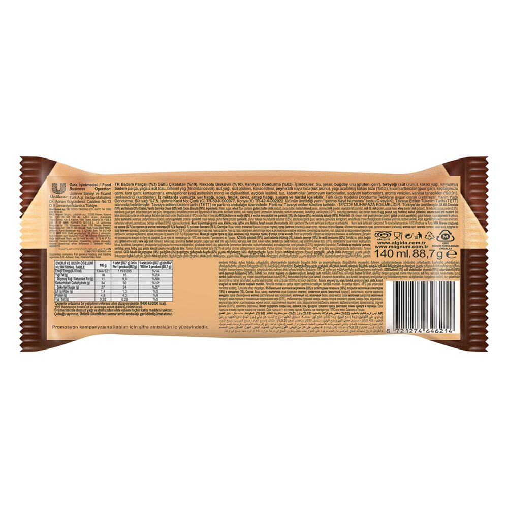 Magnum Sandwich Badem 140 Ml