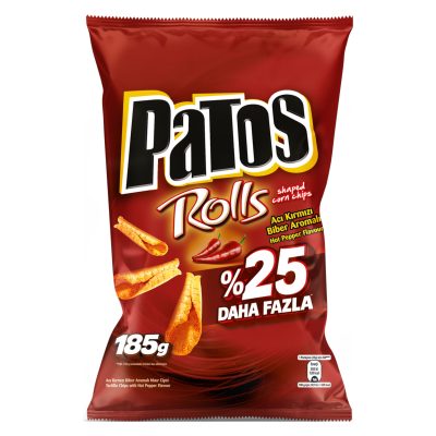 Patos Rolls Acı Kırmızı Biber Aromalı Mısır Cipsi 185 G