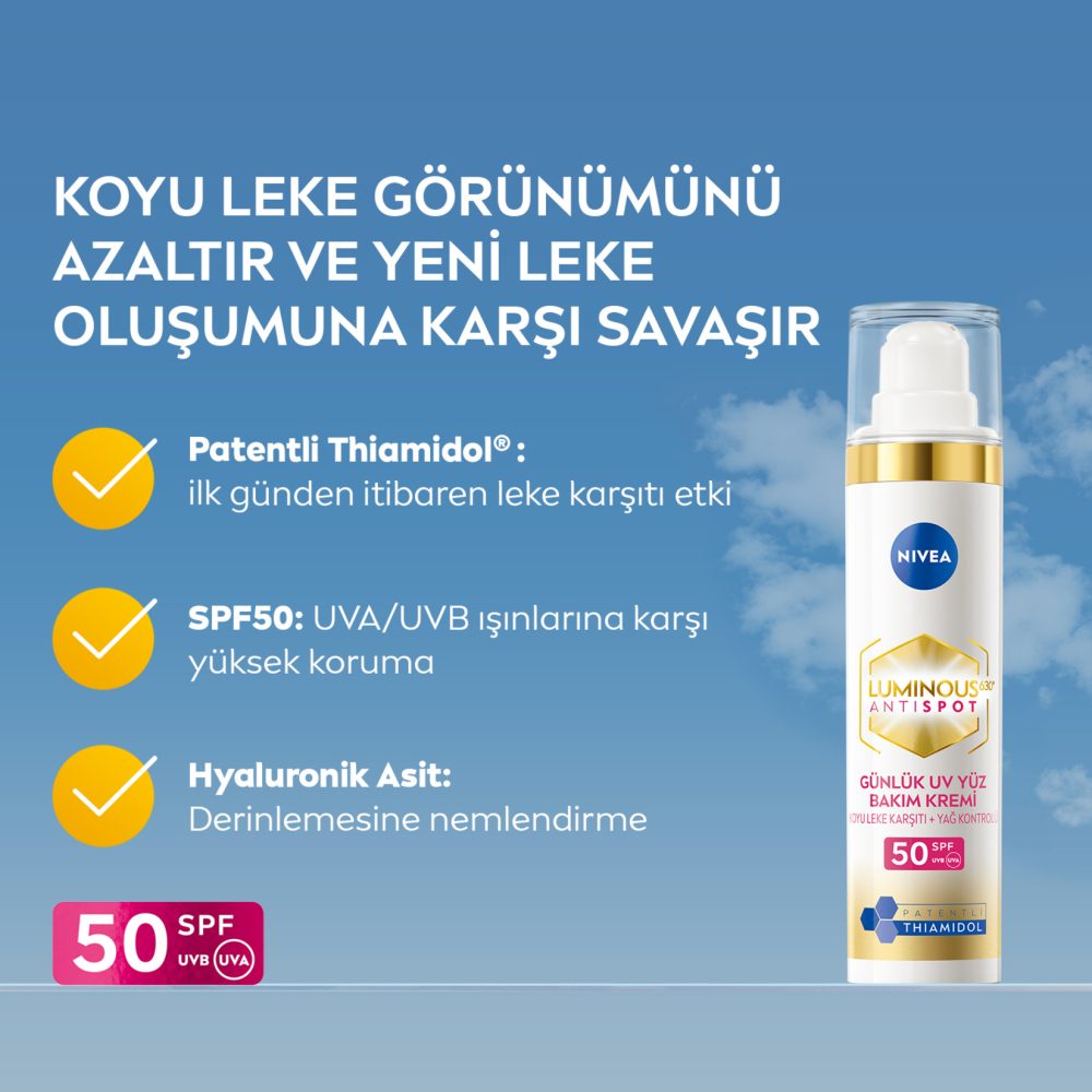 NIVEA Luminous630 Thiamidol Etkili SPF50 Leke Karşıtı Gündüz Yüz Kremi 40 ml