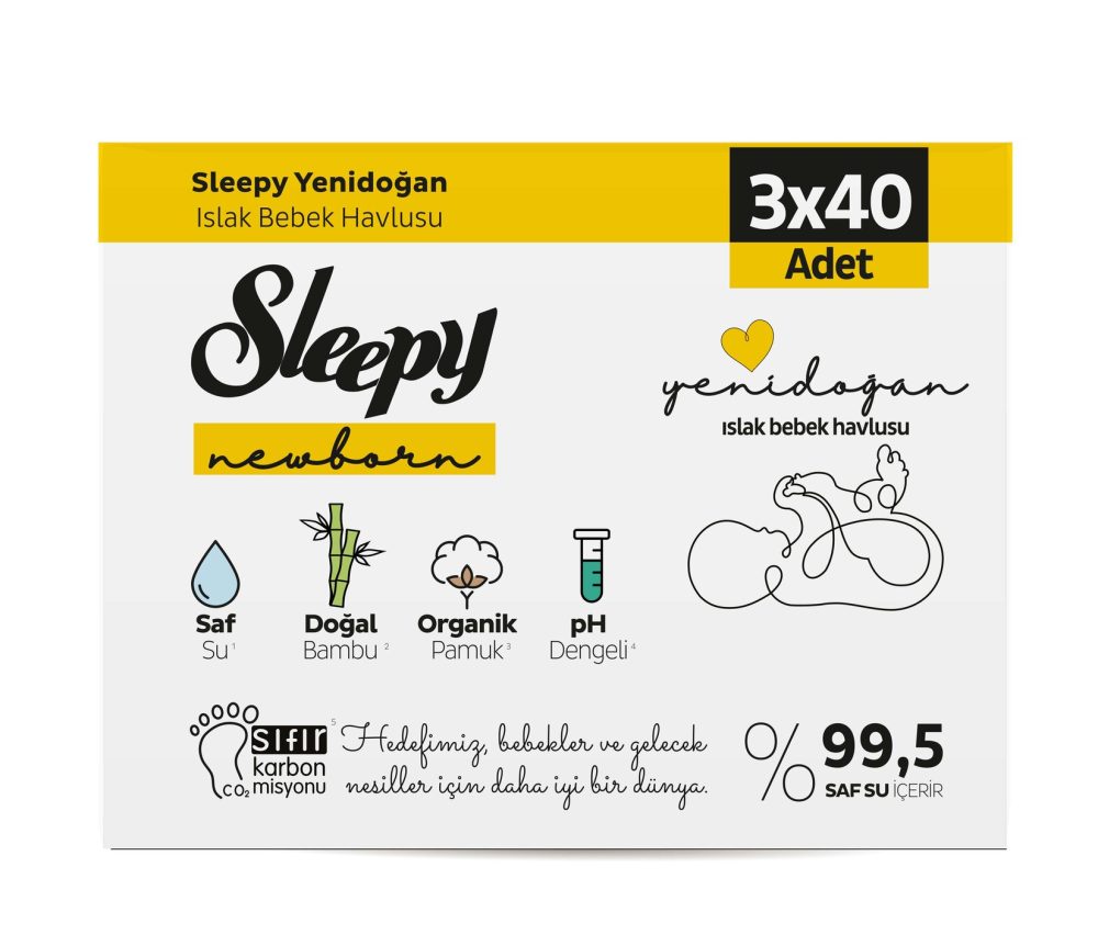 Sleepy Natural Yenidoğan Islak Havlu 3 x 40'lı