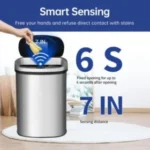 BestOffice | 13 Galon (49 Litre) Kapaklı Çöp Kovası | Otomatik Temassız Çöp Kutusu | Koku Kontrolü | Modern Oval Tasarım | Kolay Temizlenebilir | Paslanmaz Çelik | Mutfak, Banyo, Ofis ve Ev Kullanımına Uygun