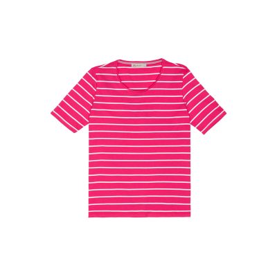 S Design Çizgili Tshirt Pembe XXL