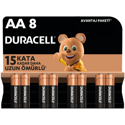 Duracell Alkalin AA Kalem Pil 1,5V LR6/MN1500 8'li Paket
