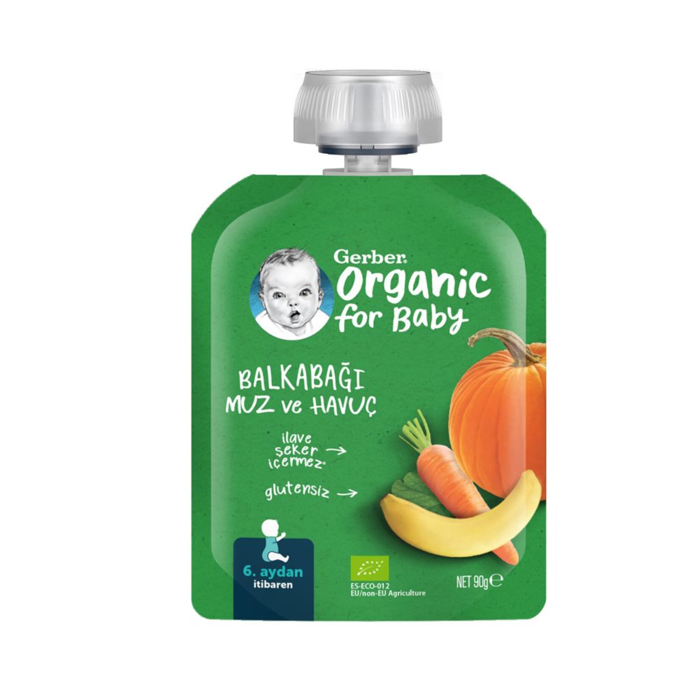Gerber Organik Muzlu Havuçlu Balkabağı Püresi 90 G