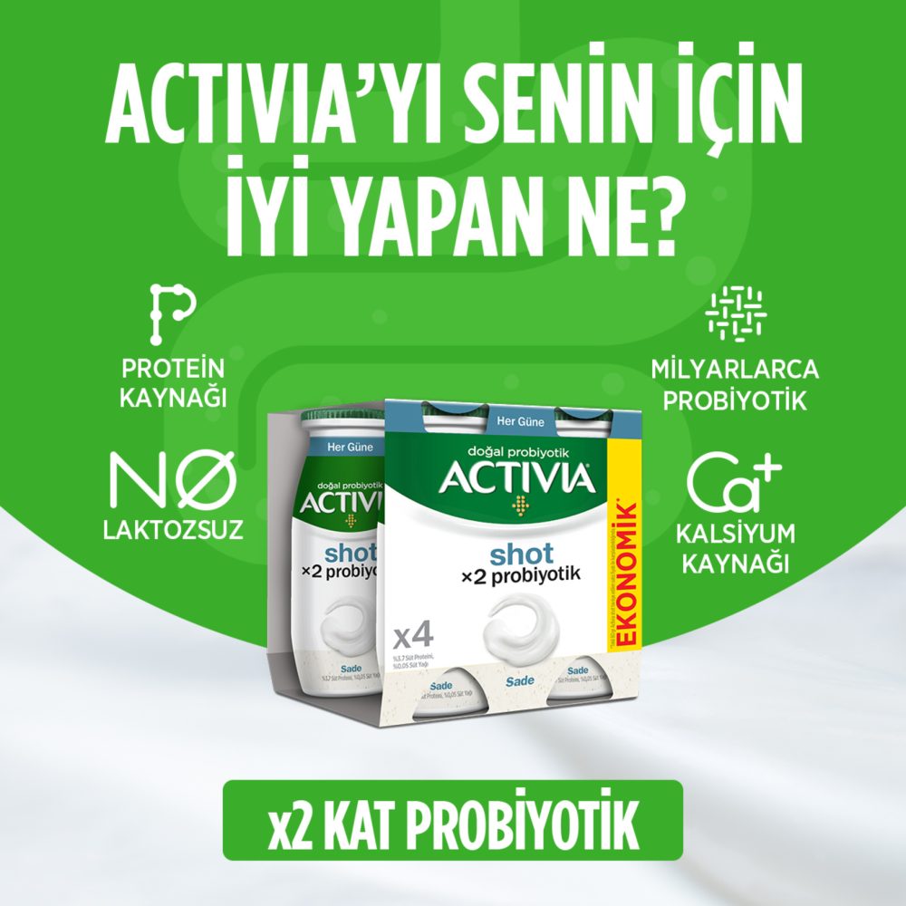 Activia Shot X2 Probiyotik Sade 4 x 80 Ml