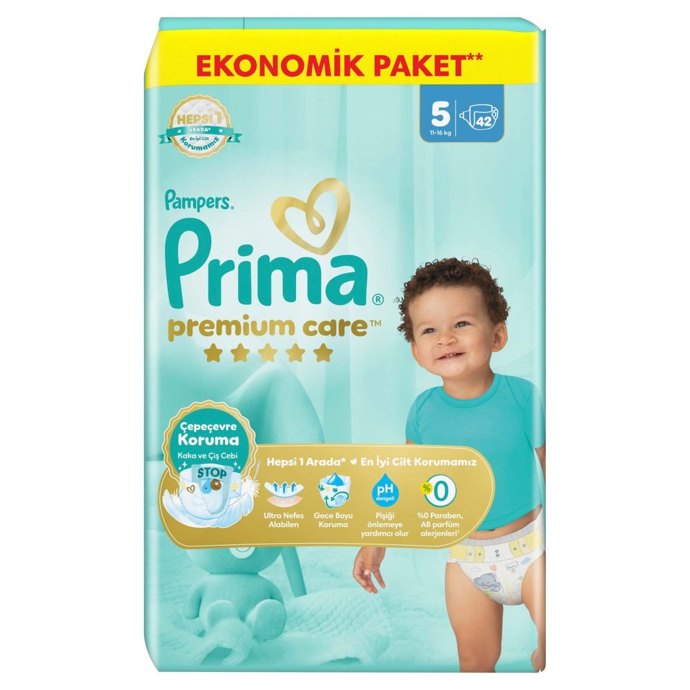 Prima Premium Care Bebek Bezi Ekonomik Paket 5 Beden 11-16 Kg 42 Adet