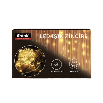 i'think Yılbaşı Sarı Led Işık Zinciri 50 Led LS-920