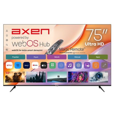 Axen AX75LEDM-W02M 190 Ekran UHD Webos 2.0 Led Tv