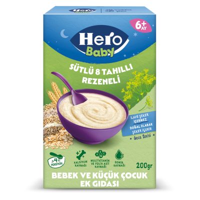 Hero Baby Sütlü 8 Tahıllı Rezeneli Ek Besın 200 G