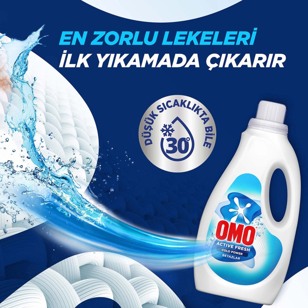 Omo Active Fresh Cold Power Beyazlar İçin Sıvı Deterjan 1500 Ml