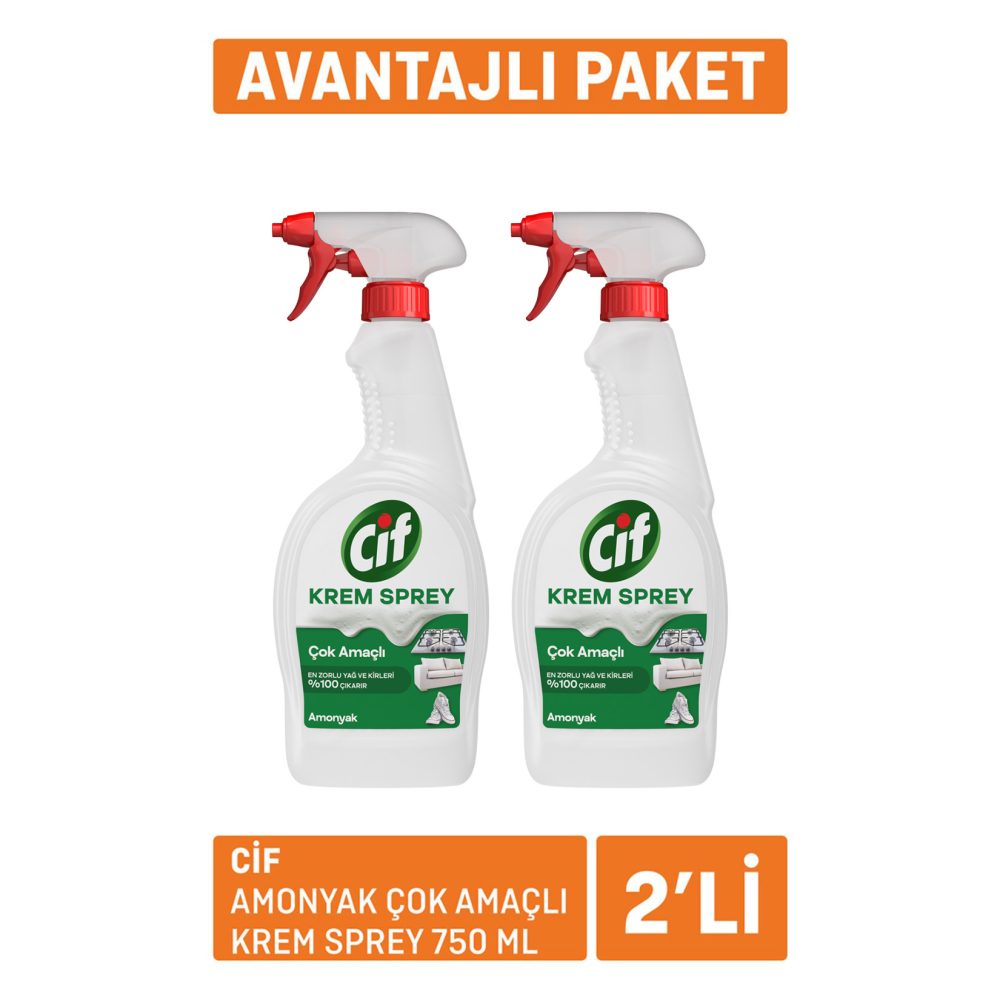 Cif Amonyak Çok Amaçlı Krem Sprey 2 x 750 Ml
