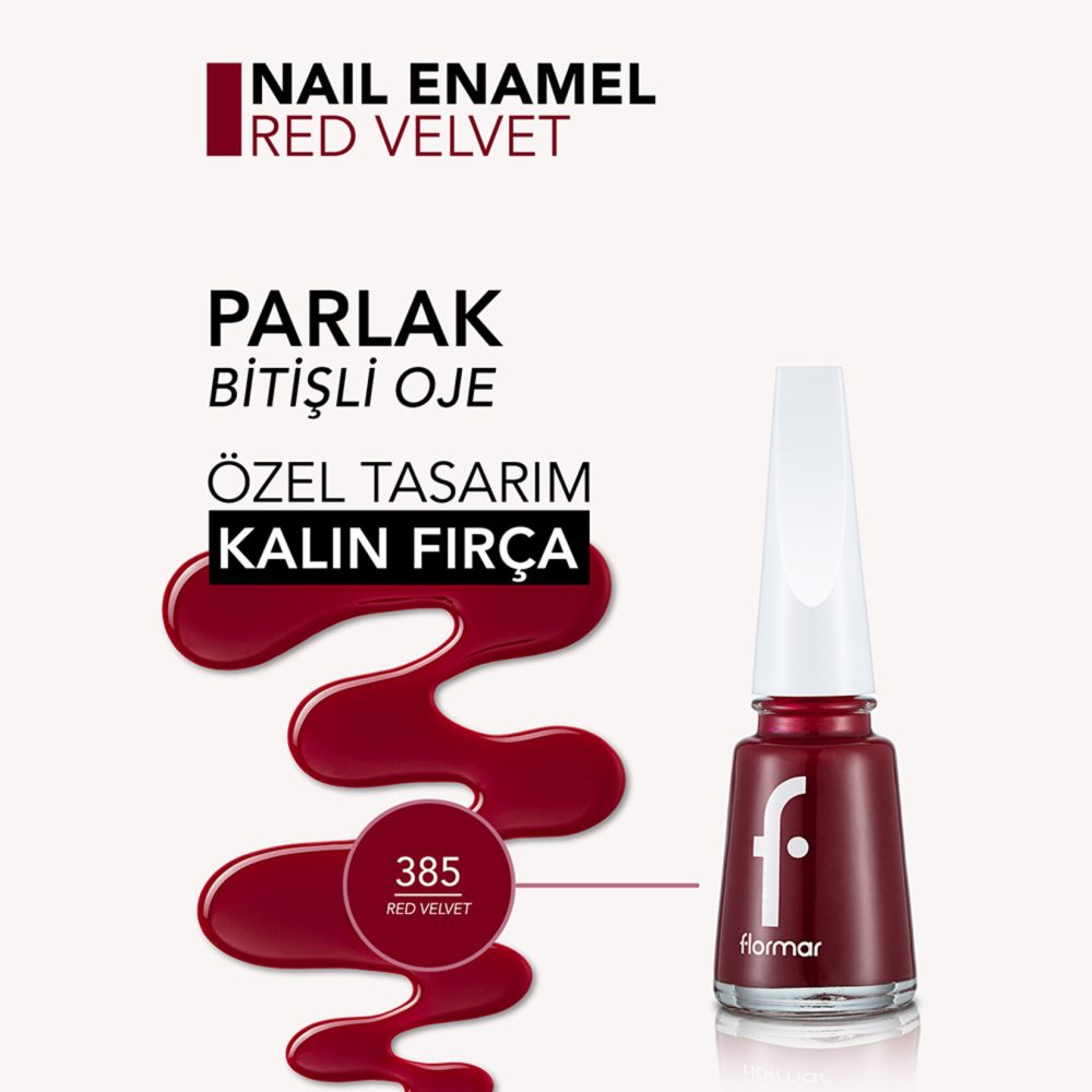 Flormar Nail Enamel Uzun Süre Kalıcı Besleyici Oje - 385 Red Velvet