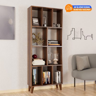 Evdemo Petek Dekoratif Kitaplık Ceviz