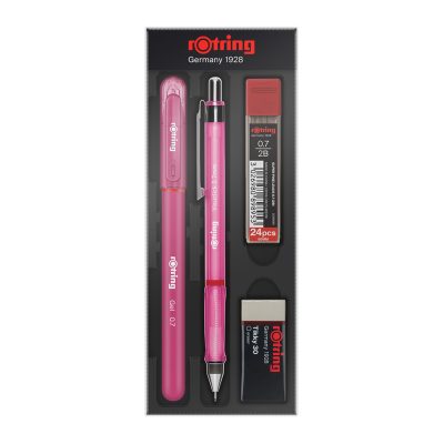 Rotring Visuclick Versatil, 0.7 Uçlu Kalem + 2B uç + Kel kalem + Hediye silgi, Pembe Renkli Kalem